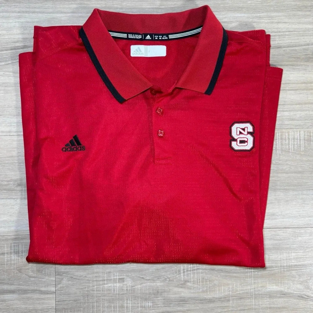 Adidas NC State Wolfpack Polo Shirt ClimaLite Athletic‎ Red Men's 4XL Team Issue